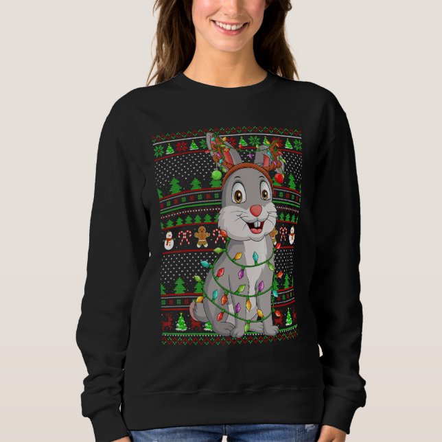 Ugly Xmas Sweater Style Lighting Bunny Christmas (Front)