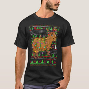 Ugly Xmas Sweater Style Lighting Capybara Christma