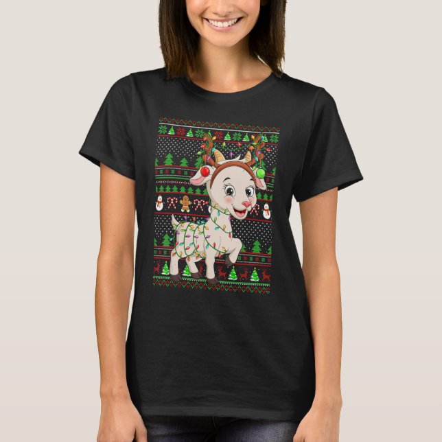 Ugly Xmas Sweater Style Lighting Goat Christmas (Front)