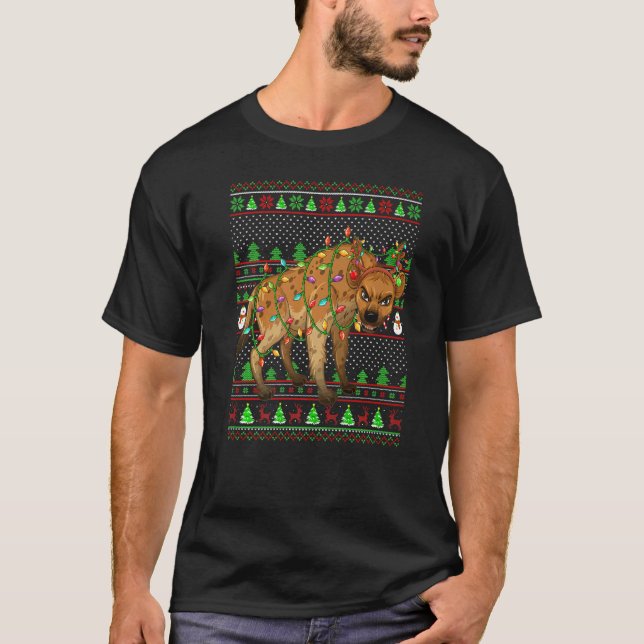 Ugly Xmas Sweater Style Lighting Hyena Christmas (Front)