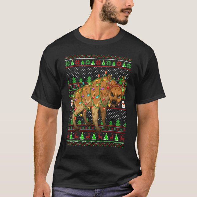 Ugly Xmas Sweater Style Lighting Hyena Christmas (Front)