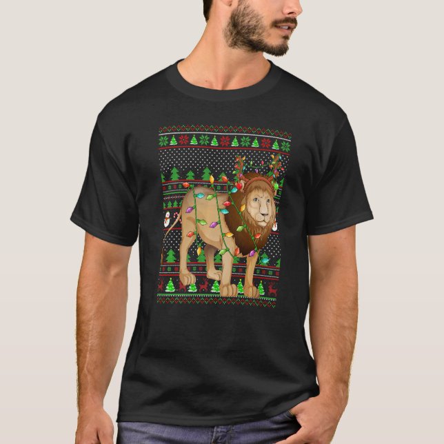 Ugly Xmas Sweater Style Lighting Mountain Lion Chr (Front)