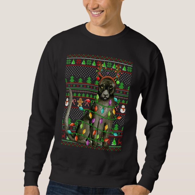 Ugly Xmas Sweater Style Lighting Panther Christmas (Front)