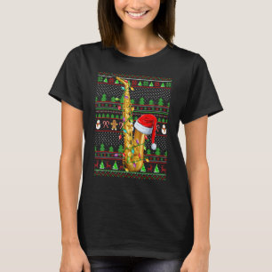 Ugly Xmas Sweater Style Lighting Saxophone Christm