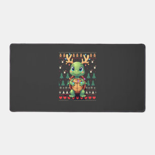 Ugly Xmas Sweater Style Lighting Turtle Christmas Desk Mat