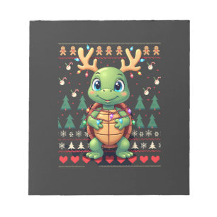 Ugly Xmas Sweater Style Lighting Turtle Christmas Notepad