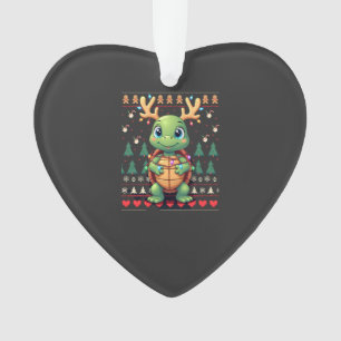 Ugly Xmas Sweater Style Lighting Turtle Christmas Ornament