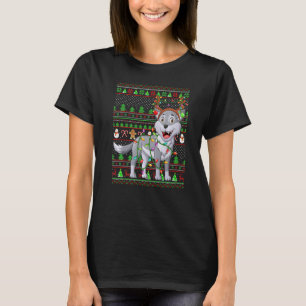 Ugly Xmas Sweater Style Lighting Wolf Christmas