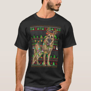 Ugly Xmas Sweater Style Lights German Shepherd Dog