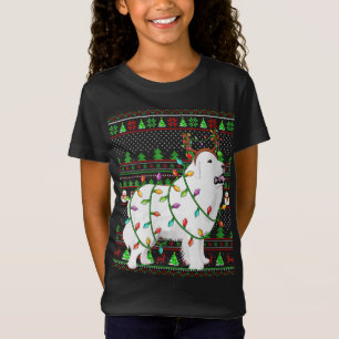 Ugly Xmas Sweater Style Lights Great Pyrenees Dog 