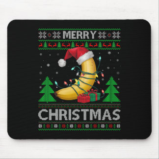 Ugly Xmas Sweater Style Lights Santa Banana Christ Mouse Pad