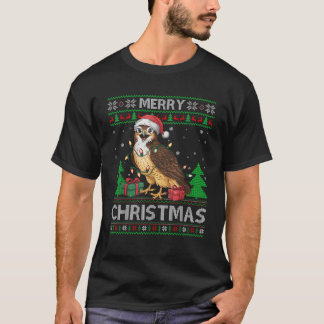 Ugly Xmas Sweater Style Lights Santa Hawk Bird Chr