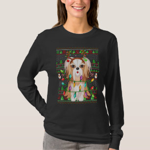 Ugly Xmas Sweater Style Lights Shih Tzu Dog Christ