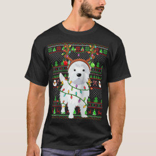 Ugly Xmas Sweater Style Lights Westie Dog Christma