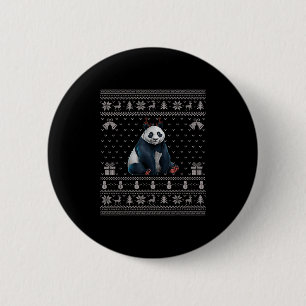 Ugly Xmas Sweater Style Panda Reindeer Christmas  6 Cm Round Badge