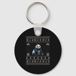 Ugly Xmas Sweater Style Panda Reindeer Christmas  Key Ring