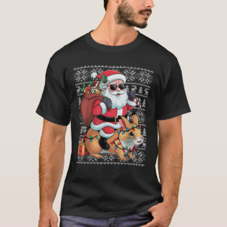 Ugly Xmas Sweater Style Santa Riding Pika Christma