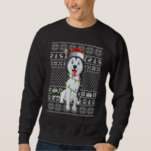 Ugly Xmas Sweater Style Santa Siberian Husky Dog C