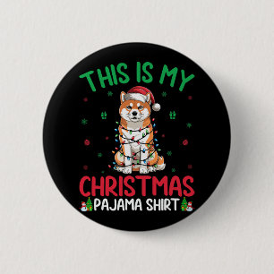 Ugly Xmas Tree Lights Santa Akita Inu Dog Christma 6 Cm Round Badge