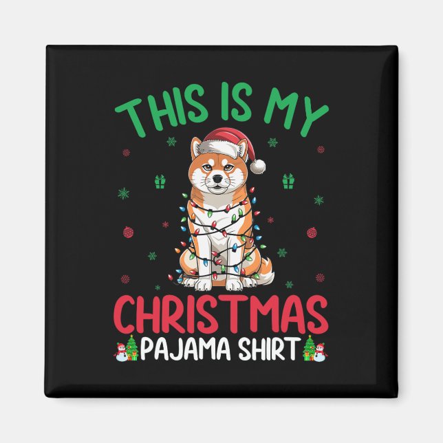Ugly Xmas Tree Lights Santa Akita Inu Dog Christma Magnet (Front)