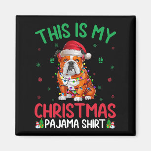 Ugly Xmas Tree Lights Santa American Bulldog Chris Magnet