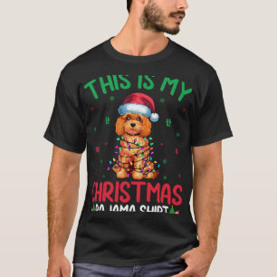Ugly Xmas Tree Lights Santa Apoo Dog Christmas Paj T-Shirt