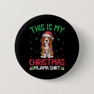 Ugly Xmas Tree Lights Santa Beagle Dog Christmas P 6 Cm Round Badge