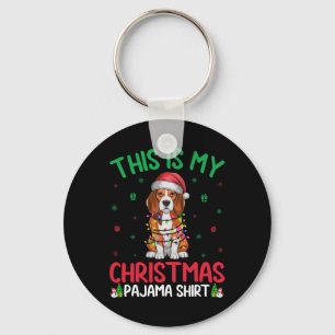 Ugly Xmas Tree Lights Santa Beagle Dog Christmas P Key Ring