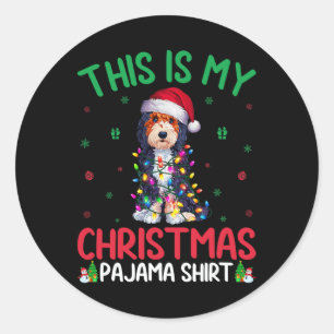 Ugly Xmas Tree Lights Santa Bernedoodle Dog Christ Classic Round Sticker