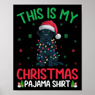 Ugly Xmas Tree Lights Santa Black Labrador Dog Chr Poster