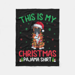 Ugly Xmas Tree Lights Santa Boxer Dog Christmas Pa Fleece Blanket