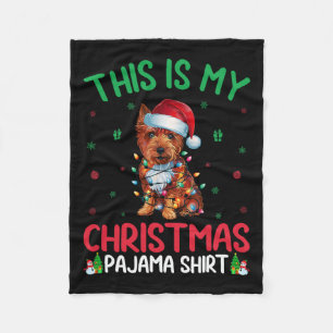 Ugly Xmas Tree Lights Santa Cairn Terrier Dog Chri Fleece Blanket