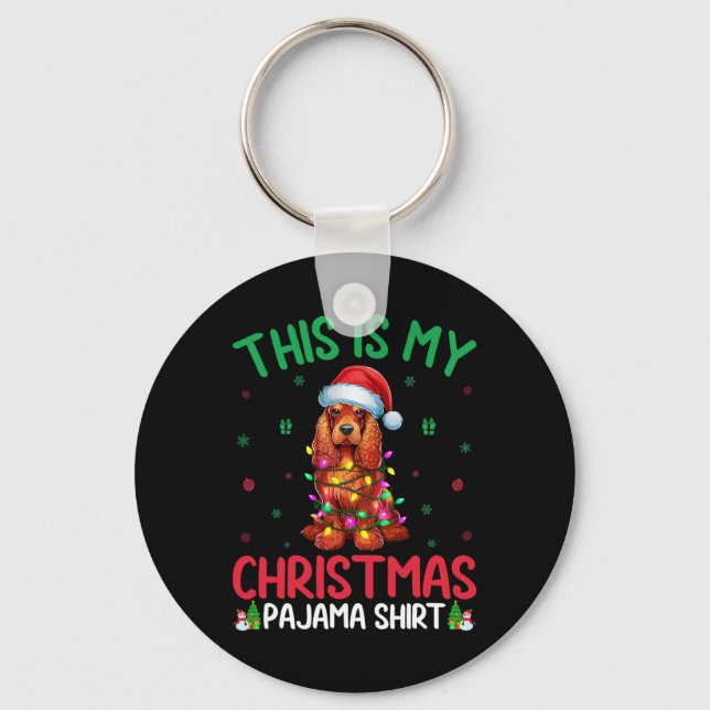 Ugly Xmas Tree Lights Santa Er Spaniel Dog Christm Key Ring (Front)