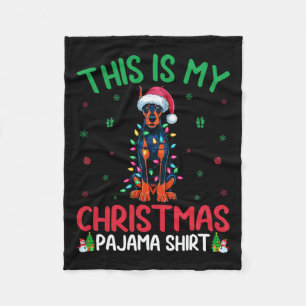 Ugly Xmas Tree Santa Doberman Pinscher Dog Christm Fleece Blanket