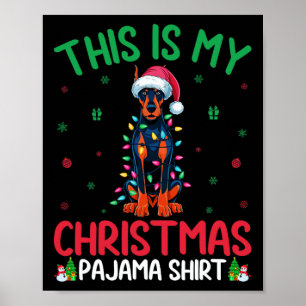 Ugly Xmas Tree Santa Doberman Pinscher Dog Christm Poster