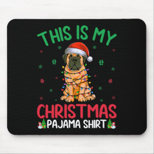 Ugly Xmas Tree Santa English Mastiff Dog Christmas Mouse Pad