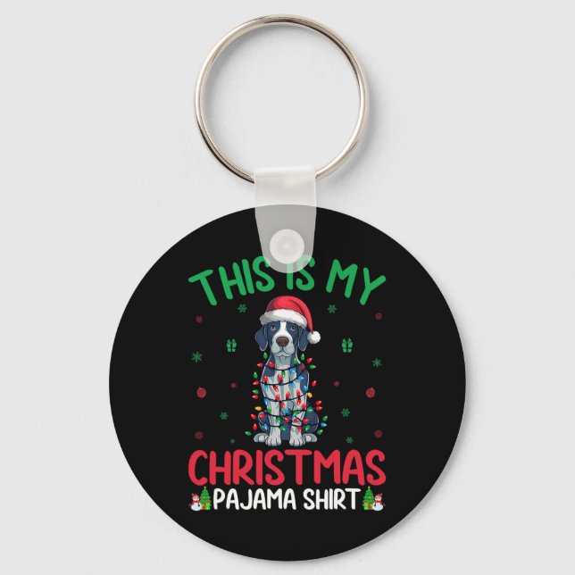 Ugly Xmas Tree Santa English Pointer Dog Christmas Key Ring (Front)