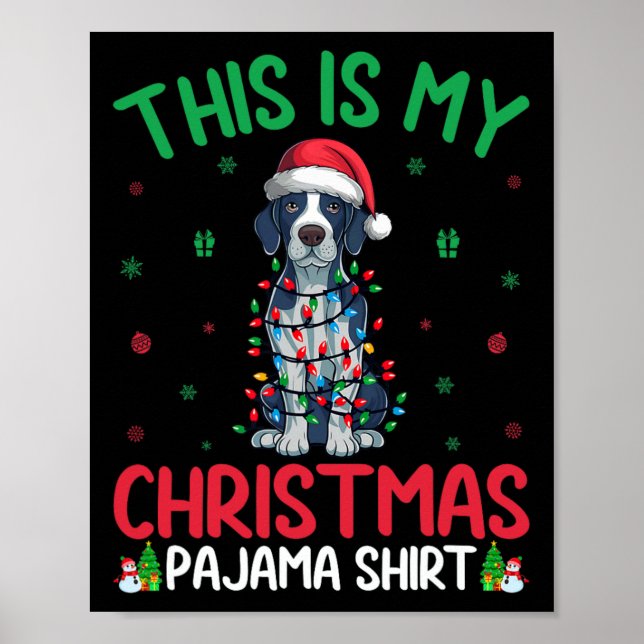 Ugly Xmas Tree Santa English Pointer Dog Christmas Poster (Front)