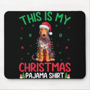 Ugly Xmas Tree Santa Irish Wolfhound Dog Christmas Mouse Pad