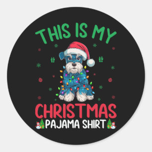 Ugly Xmas Tree Santa Miniature Schnauzer Dog Chris Classic Round Sticker
