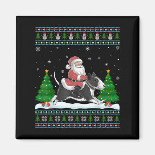 Ugly Xmas Tree Santa Riding Rat Terrier Dog Christ Magnet