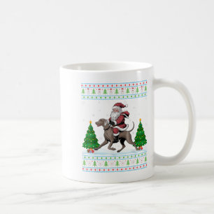 Ugly Xmas Tree Santa Riding Weimaraner Dog Christm Coffee Mug