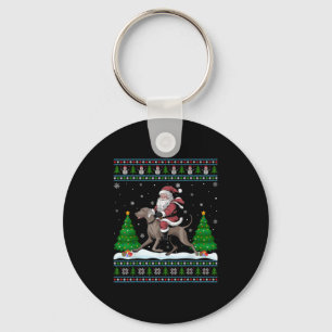 Ugly Xmas Tree Santa Riding Weimaraner Dog Christm Key Ring