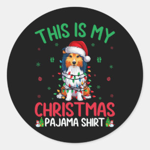 Ugly Xmas Tree Santa Shetland Sheepdog Dog Christm Classic Round Sticker