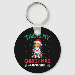 Ugly Xmas Tree Santa Shetland Sheepdog Dog Christm Key Ring