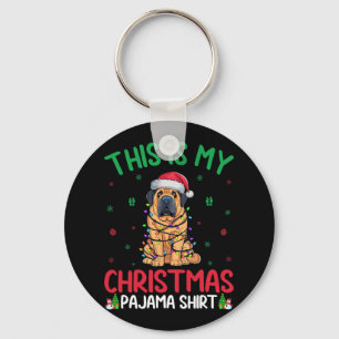 Ugly Xmas Tree Santa Tibetan Mastiff Dog Christmas Key Ring