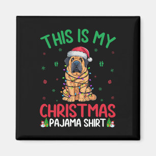 Ugly Xmas Tree Santa Tibetan Mastiff Dog Christmas Magnet