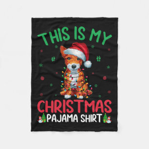 Ugly Xmas Tree Santa Toy Fox Terrier Dog Christmas Fleece Blanket