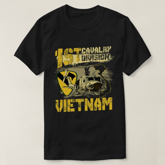 Uh1 Huey Helicopter 1st Cavalry Division Vietnam V T-Shirt (Design Front)