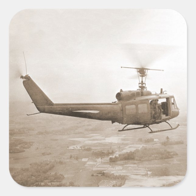 UH-1 Huey over Vietnam rice paddies sticker (Front)